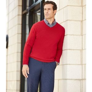 NWOT Red Merino Wool V neck sweater